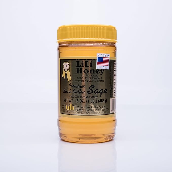 California Raw Premium Black Button Sage Honey 16 Oz. 1 Lb Pure 100% Natural Gift Wrapped