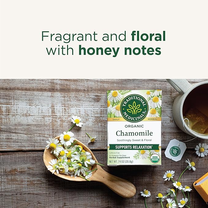 Traditional Medicinals Tea Organic Chamomile Calming Calms Your Nerves Supports Healthy Digestion 96 Tea Bags (6 Pack)