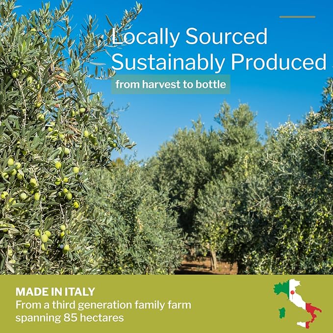 100% Italian Organic Olive Oil Extra Virgin | Polyphenol Rich Extra Virgin Olive Oil Cold Pressed EVOO | Early Harvest from Tuscany (26.4oz)