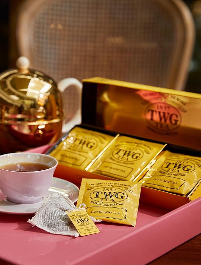 TWG Tea | 1837 Black Tea | Black Tea | Fruits &amp Flowers | 15 Hand Sewn Cotton Tea Bags | Gift Set