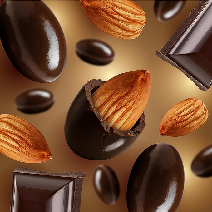 Dark Chocolate Almonds - 2 Pound Bulk Pack - Whole Dry Roasted Dark Chocolate Covered Almonds - Candy for Office Buffets Snacking &amp Gifting - Classic Coated Nuts