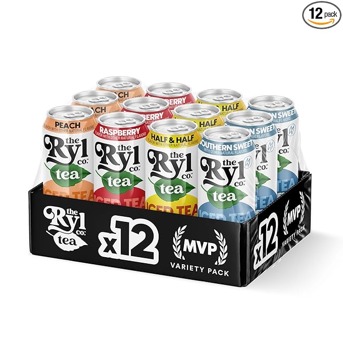 Ryl Iced Tea MVP Variety Pack – Antioxidant Superblend No Artificial Ingredients Zero Sugar Zero Calorie Low Carb Non-GMO Kosher Gluten Free Made in the USA 12-Pack 16 Fl Oz
