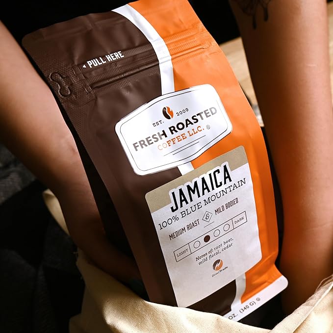 Fresh Roasted Coffee 100% Jamaica Mountain Coffee 12 oz Medium Roast Kosher Whole Bean