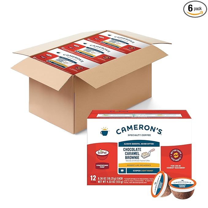 Cameron's Coffee Single Serve Pods Flavored Chocolate Caramel Brownie 12 Count (Pack of 6)