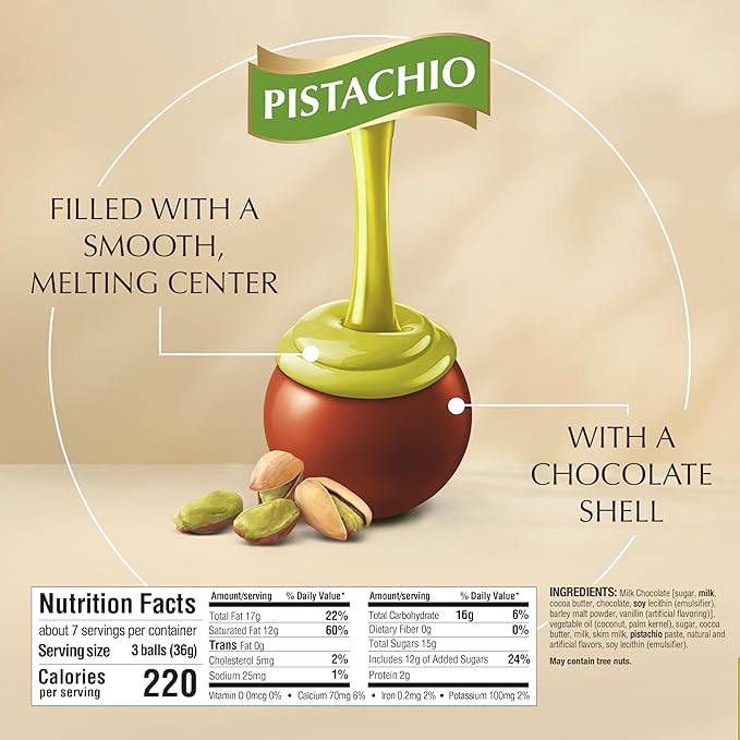 Lindt LINDOR Pistachio Milk Chocolate Candy Truffles 5.1 oz. Bag