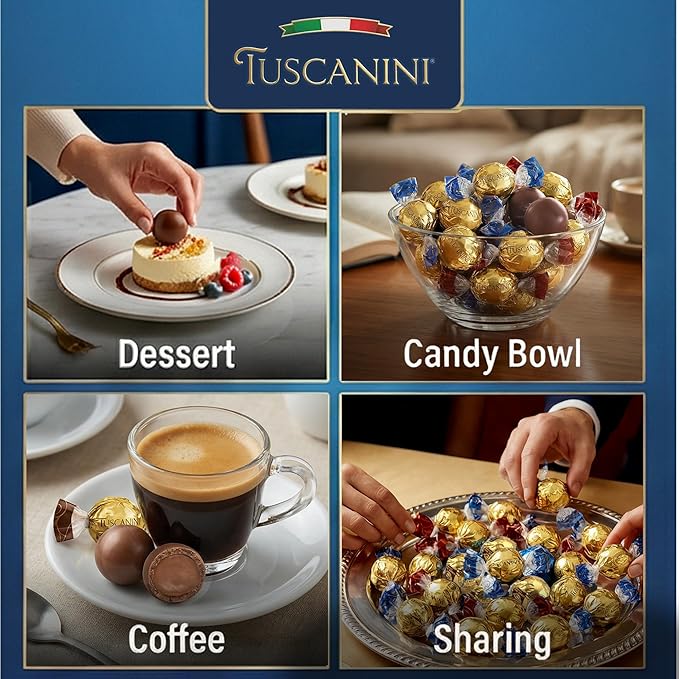 Tuscanini Fine Italian Chocolate Truffles Gift Box (15 Truffles) | Assorted Milk Dark &amp Hazelnut Milk Truffles | Imported from Italy | Ready-to-Gift | Perfect for Valentines | Kosher (including P