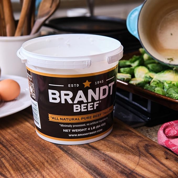 Brandt Beef Tallow – 100% Pure Beef Tallow for Cooking | 64 oz (4 lb) Tub Beef Tallow for Deep Frying | High Smoke Point | No Additives or Preservatives | Sustainably Sourced | Family-Owned Ranch USA