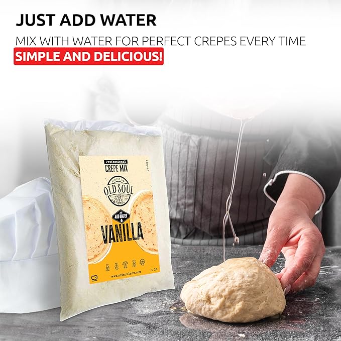 OldSoul Professional Crepe Mix | Dough Mix | Vanilla Flavour | 30 Lbs | 216 Crepes (30 Lbs Traditional)