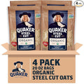 Quaker Steel Cut Oats USDA Organic Non GMO Project Verified 20oz Resealable Bags (Pack of 4)