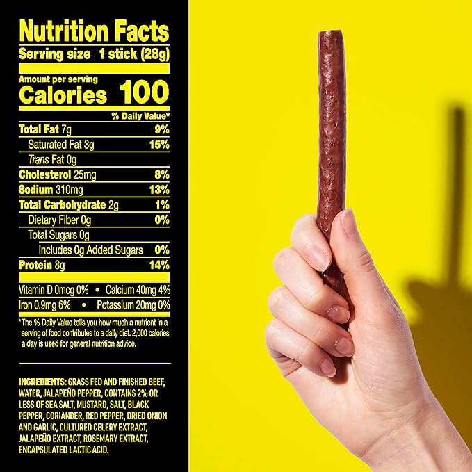 Lorissa's Kitchen Heat Seeker Jalapeno Beef Sticks - (Pack of 24) 1 oz Meat Sticks - Ready to Eat Protein Snacks - Free from Top 9 Allergens - Made with Grass-Fed &amp Finished Beef - Zero Sugar