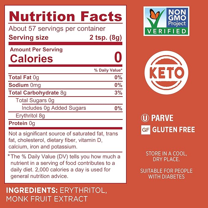 Splenda Monk Fruit Zero Calorie Plant Based Granulated Sweetener 1 Pound Resealable Bag