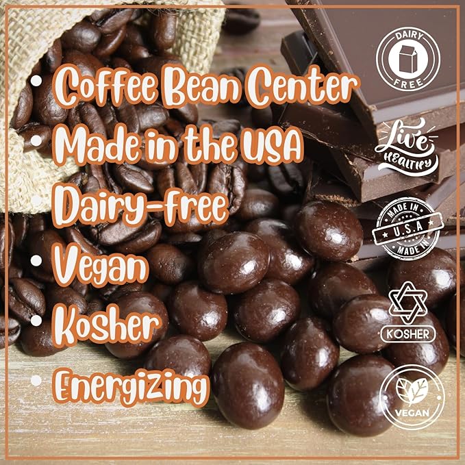 Dark Chocolate Covered Espresso Beans - by It's Delish 2 Lbs Bulk | Coffee Lovers Snack | Gourmet Chocolates Candy Snacks | Made in USA Vegan Kosher