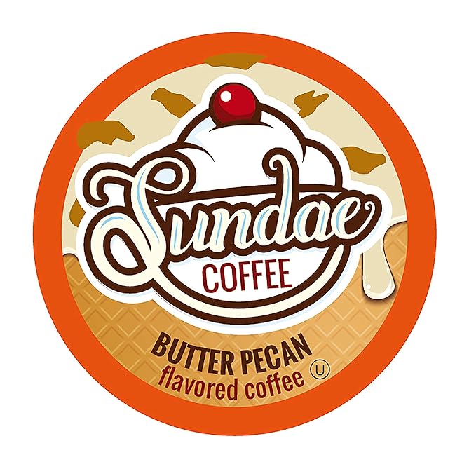 Sundae Ice Cream Flavored Coffee Pods Compatible with 2.0 Keurig K-Cup Brewer (Butter Pecan) 48 Count