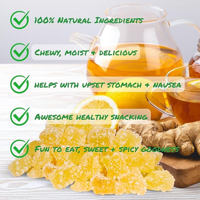 Crystallized Ginger Dices by It's Delish 2.5 Lbs Jumbo Container | Candied Dried Ginger Fruit Chews Natural Candy Ginger Root with Sugar Crystals Unsulphured No Color Added - Healthy Snack Vegan