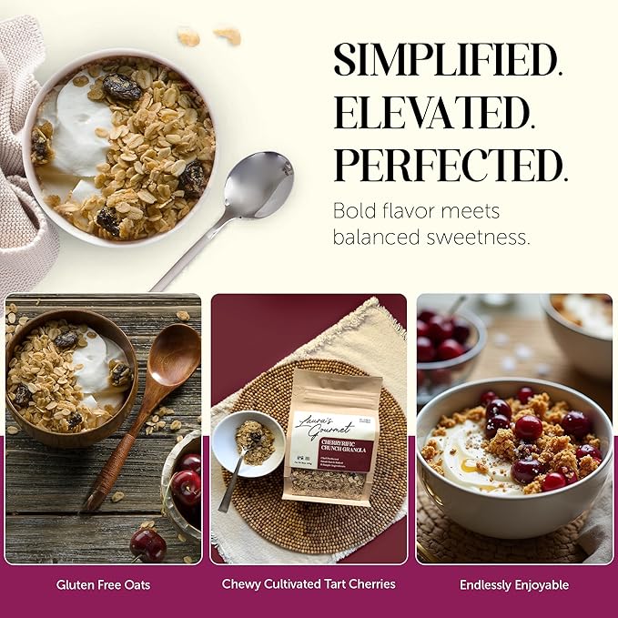 Laura's Gourmet Granola - CherryRific Crunch - Gluten Soy &amp Dairy Free - Organic Agave Chewy Tart Cherries &amp Flax Vegan Artisan Chef's Trifecta of Taste Texture &amp Mouthfeel - 16 OZ