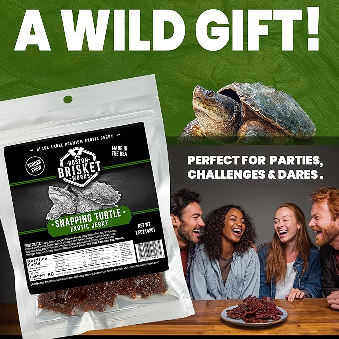 Snapping Turtle Jerky Challenge - Cajun Style Exotic Meat - Handmade Small Batch Valentine’s Gift for Him - Swamp Dare Snack