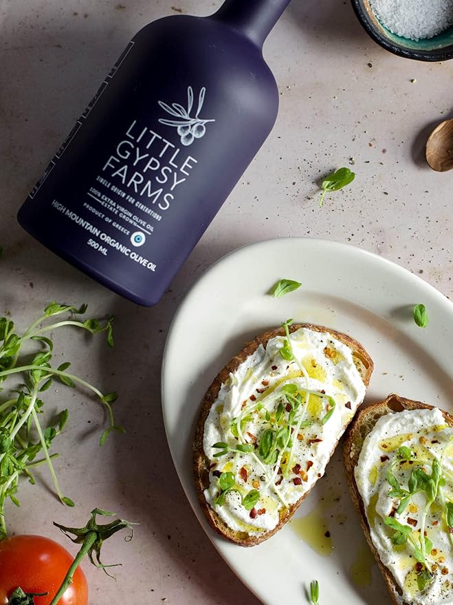 Cooking &amp Dipping Set | High Mountain Organic &amp Heirloom EVOO from Little Gypsy Farms | Extra Virgin Olive Oil from a Single Estate in Greece | First Cold-Pressed | High Polyphenols &amp Amin