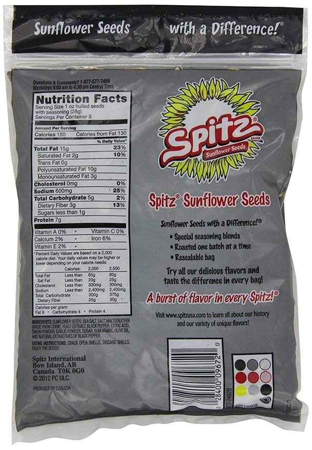 Spitz Sunflower Seeds Variety Bundle 6 oz (Pack of 5) includes 1 Bag Each of Salted Cracked Pepper Smoky BBQ Dill Pickle and Chili Lime (30oz total)