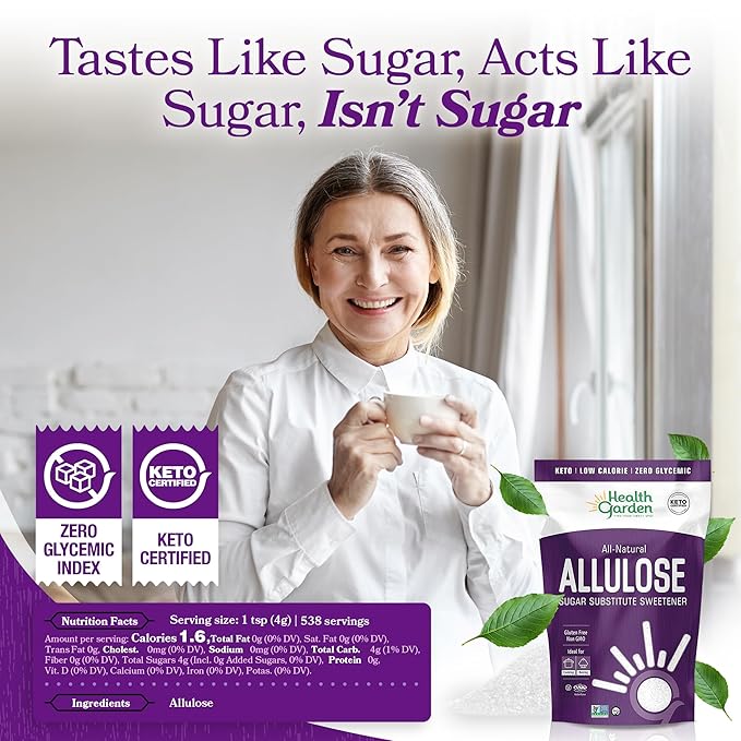 Health Garden Allulose Sweetener Sugar Substitute - 76oz Bag – Allulose Granulated Sugar Substitute Zero Calorie Sweetener for Baking and Coffee Keto Friendly Non-GMO
