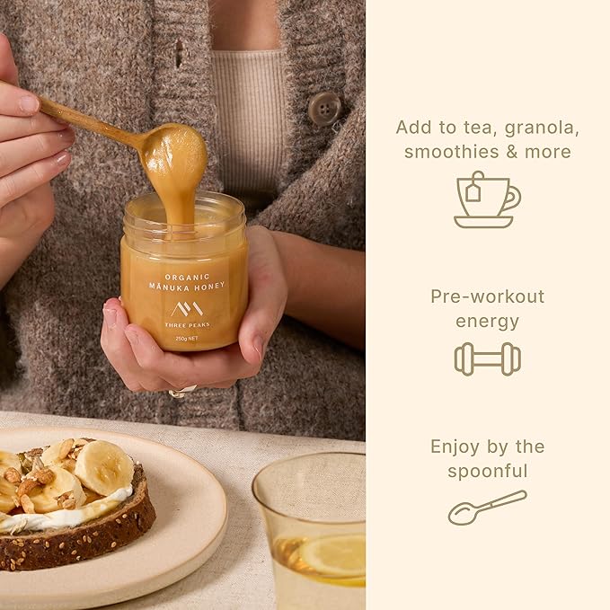 Three Peaks Organic Raw Manuka Honey UMF 10+ (MGO 300+) – USDA Organic Non-GMO Certified UMF Monofloral Manuka Honey 3rd-Party Tested Traceable Hive to Jar – New Zealand (8.8 oz UMF 10+)