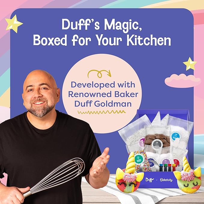 Baketivity x Duff Goldman Unicorn Cookies - Kids Baking Kit - Cooking Kits with Premeasured Ingredients Decorating Supplies STEM Activities - Kids Baking Sets for Girls Boys Ages 6-12
