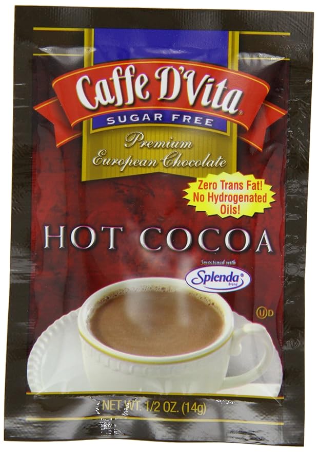 (24 Pack) Caffe D'Vita Sugar Free Hot Cocoa Mix - Gluten Free Low Fat No Cholesterol No Hydrogenated Oils No Trans Fat Kosher - 0.5 oz each
