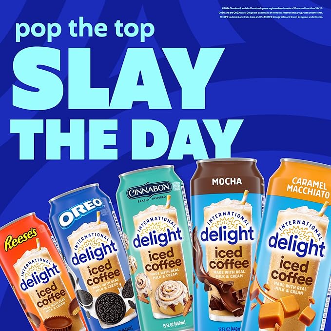 International Delight Iced Coffee Cinnabon® Grab and Go Coffee Drinks Made with Real Milk and Cream 15 FL OZ Can 12 Count