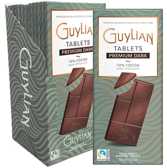 Easter Dark Chocolate Candy Bar by GuyLian 3.53oz Premium Belgian 72% Cocoa Gourmet Chocolate Tablet Easter Basket Stuffers for Adults Gifts (12 bars)