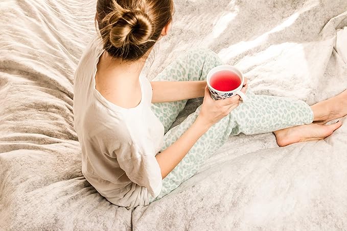 FIRE TEAS Relaxing Rooibos Evening Tea- Organic Red Rooibos Peppermint Lavender Raspberry Leaf Ginger Saffron - Caffeine Free Herbal Tea Strong Taste Perfect for Evenings &amp Nights -
