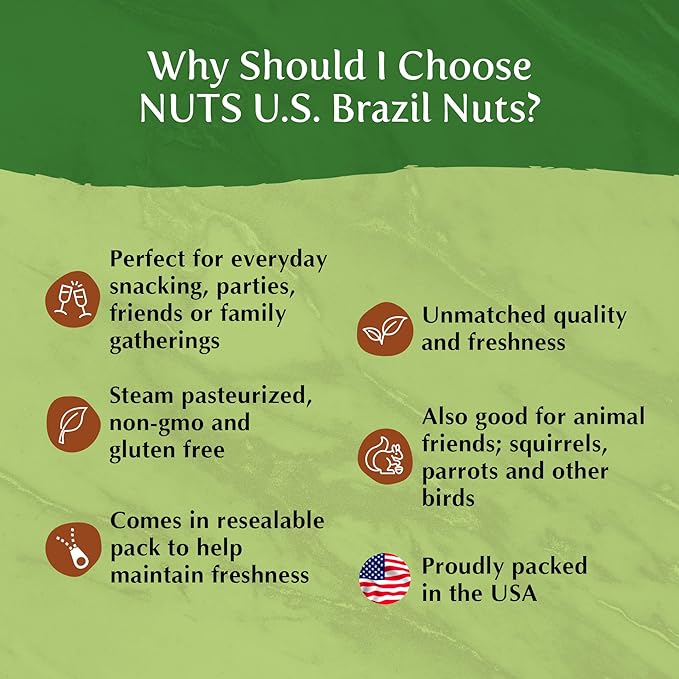 NUTS U.S. – Brazil Nuts | Shelled Whole Kernels | Raw and Unsalted | Non-GMO and Steam Pasteurized | Packed In Resealable Bags!!! (4 LBS)