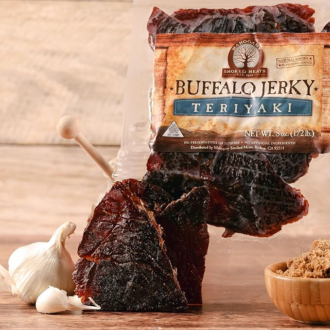 Mahogany Smoked Meats: Teriyaki Buffalo Jerky - 8oz
