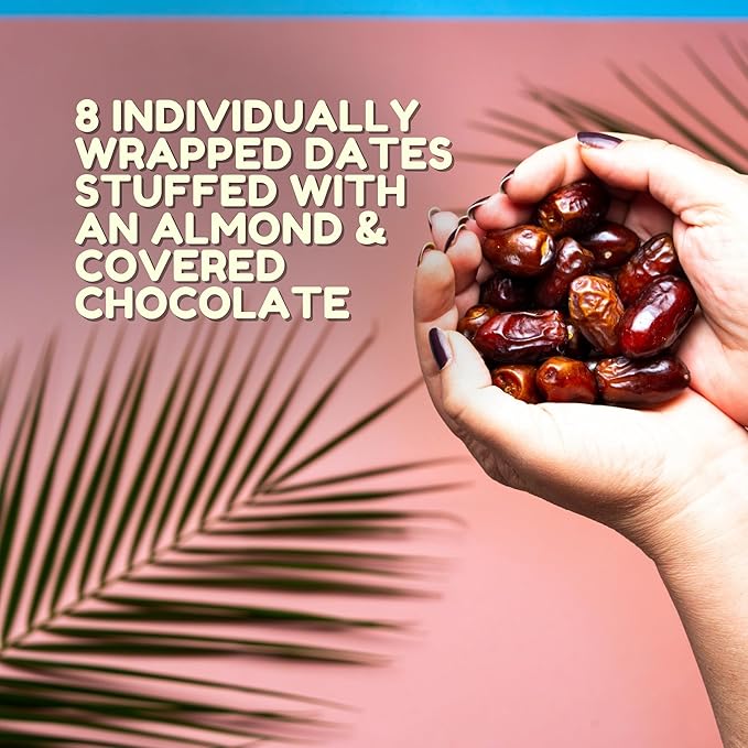 Kitchen &amp Love Milk Chocolate Covered Almond Stuffed Dates in a Convenient Resealable Pouch 8 Individually Wrapped Pieces Healthy Snack 3.5 oz pouch (Pack of 4)