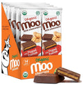 Moo Chocolates Organic Milk Chocolate Large Bars with Peanut Butter 1.4 oz 14 ct (Pack of 1) | USDA Organic Non-GMO | 110 Calorie Snacks for On-the-Go Lunchboxes Office