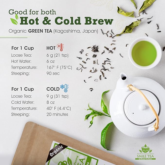 SmileTea Japanese Green Tea - 100g Pure Japanese Anti-oxidant Rich Shade Grown Kabusecha Sencha Loose Leaf Tea with Floral Note Full of Umami Taste 3.50z. Bag