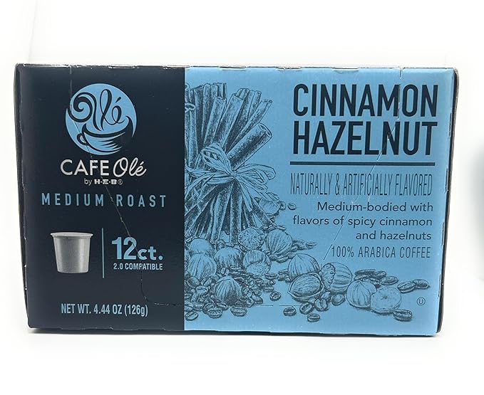 Cafe Ole HEB Single Serve Coffee Pods 12 count - 2 boxes (Cinnamon Hazelnut)