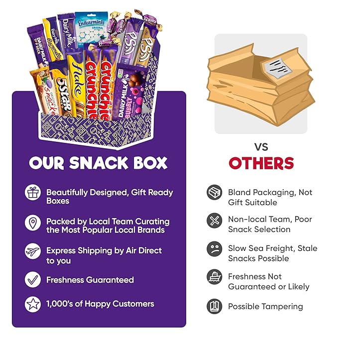 Chocolate Gift Box Chocolate Bars Sweets Snack Box Imported from South Africa Includes Flake Crunchies Caramello Dairy Milk Variety Pack Assorted Bar 16 Pieces