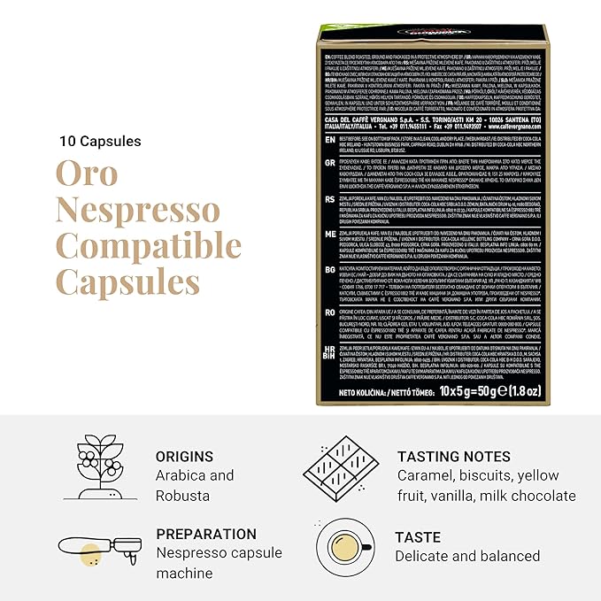 Caffe' Vergnano Medium Roast Espresso Bundle - Original Line Machine Compatible Arabica Robusta Italian Coffee For Nespresso Coffee Machines Oro Intenso Napoli - 10 of Each Flavor (30 Capsules)
