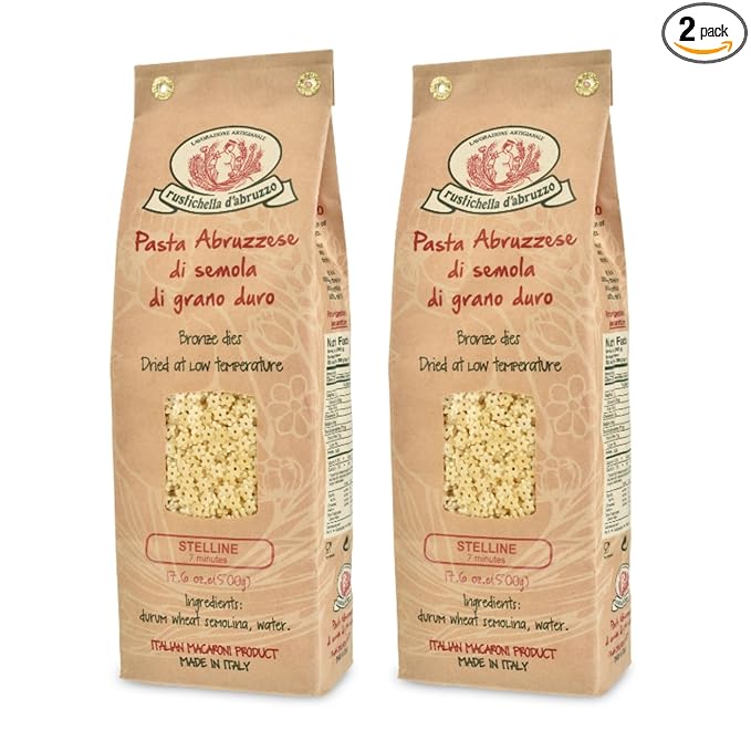 Rustichella d'Abruzzo Stelline Pastina Small Star-Shaped Pasta Perfect for Broths Soups &amp Comfort Dishes Made with Durum Wheat Semolina Ideal for Kids &amp Adults Authentic Italian from Abr