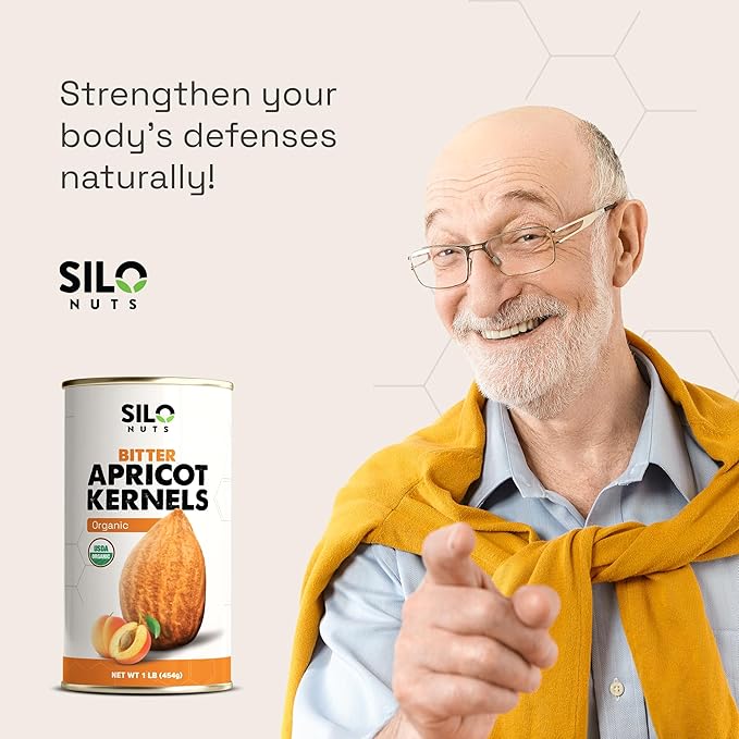 SILO Nuts Organic Bitter Apricot Kernels - 16 oz USDA Certified Organic Bitter Apricot Seeds - Natural &amp Non-GMO Premium Quality Kernals No Sulfur or Additives