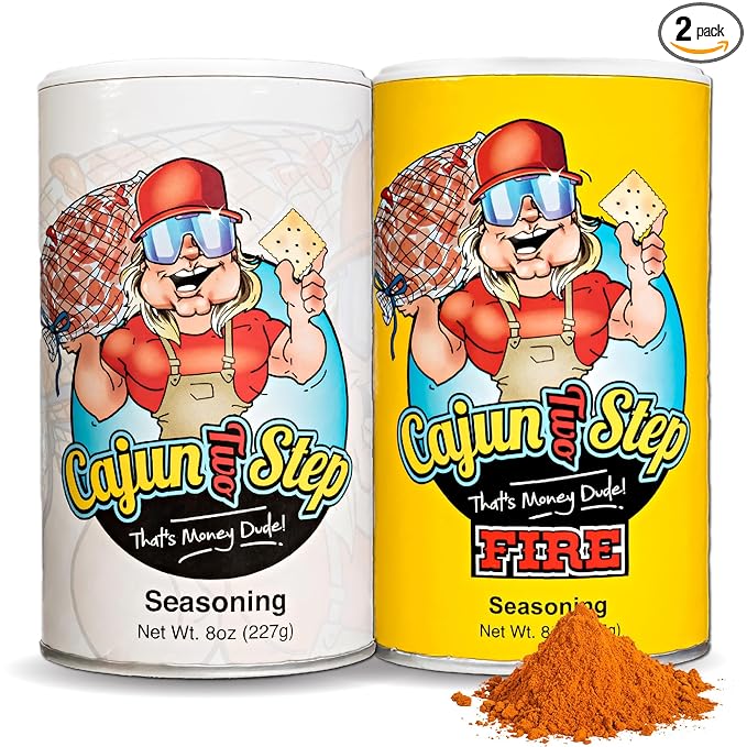 Cajun Two Step - StaleKracker - Variety Bundle - 1 each of Original Seasoning 8oz and Fire Seasoning 8 oz