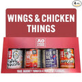 Angus &amp Oink Gift Set | Wings &amp Chicken Things Gift Box | BBQ Rubs | 1 x Feather Duster | 1 x Nashville Hot Chicken | 1 x Korean Seasoning | 1 x Buffalo Hot Wing | 4 x 200G