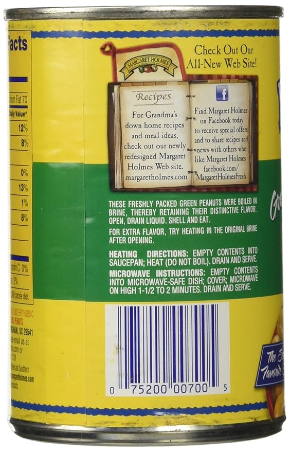 Margaret Holmes Green Boiled Peanuts 13.5oz Cans (Pack of 12)