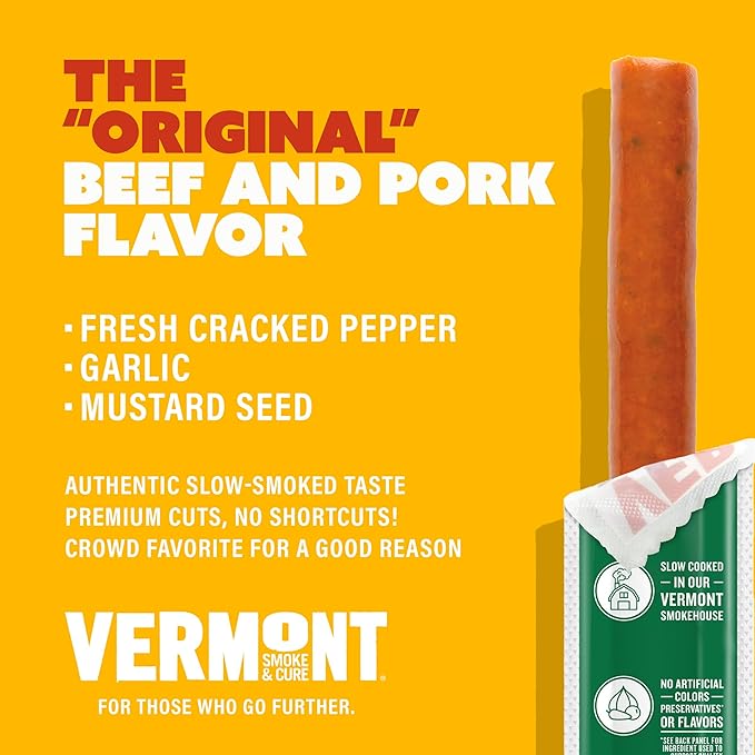 Vermont Smoke &amp Cure Original Beef &amp Pork Sticks Gluten Free 1 Ounce (Pack of 24)