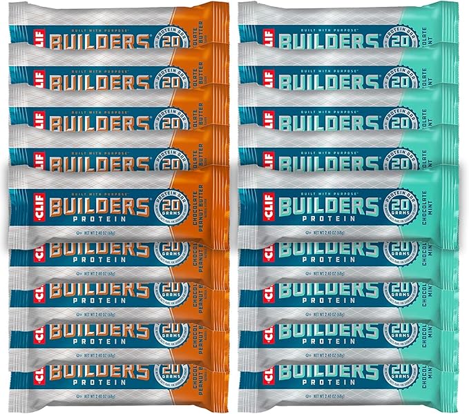 Clif Bar - Builder's Protein Bar Variety Pack 20g of Protein (Chocolate Mint &amp Chocolate Peanut Butter) - 18 Count