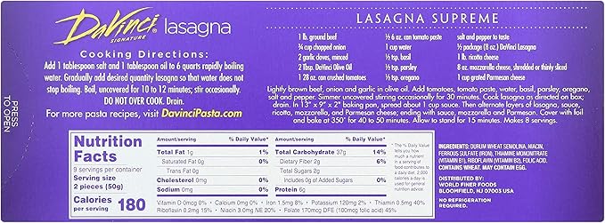DaVinci Lasagna 16-Ounces (Pack of 12)