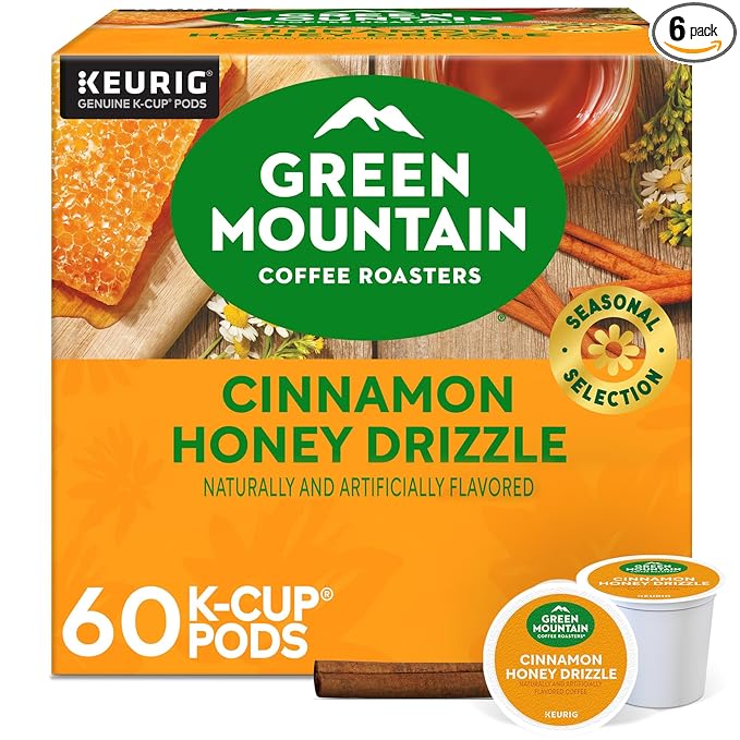 Green Mountain Coffee Roasters Cinnamon Honey Drizzle Single-Serve Keurig K-Cup Pods 6 Boxes of 10 (60 Count Total)