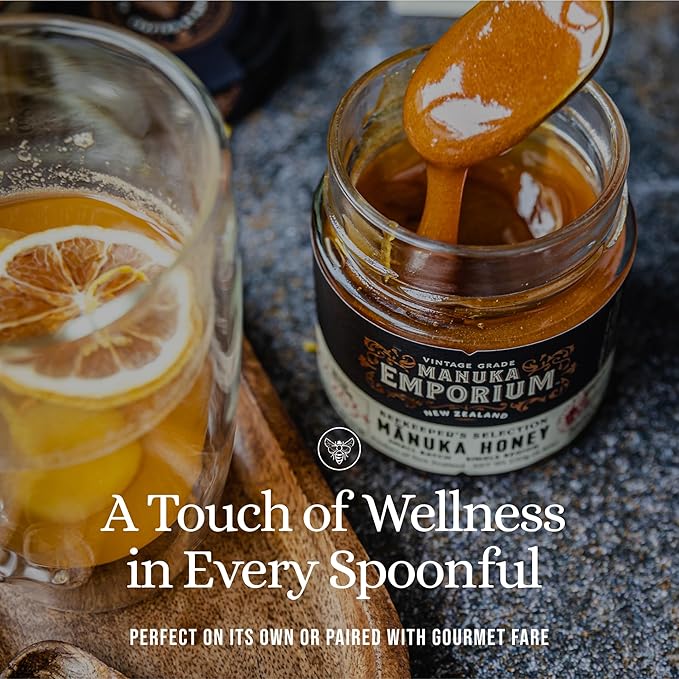 Manuka Emporium Raw Manuka Honey Bundle MGO 263+ | 8.8oz Jar &amp 24 x 0.18oz Single-Serve Packets | Certified Monofloral New Zealand Honey for Immune Support Wellness &amp Travel