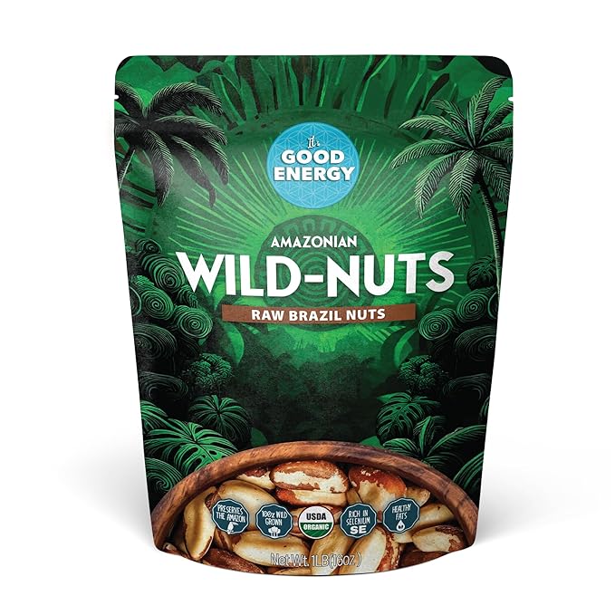 It's Good Energy Organic Brazil Wild Nuts | Raw Brazil Nuts | 100% Wild Grown Sustainably Collected | Prevents Deforestation | Rich in Selenium | Non-GMO Natural Snack | 1 LB