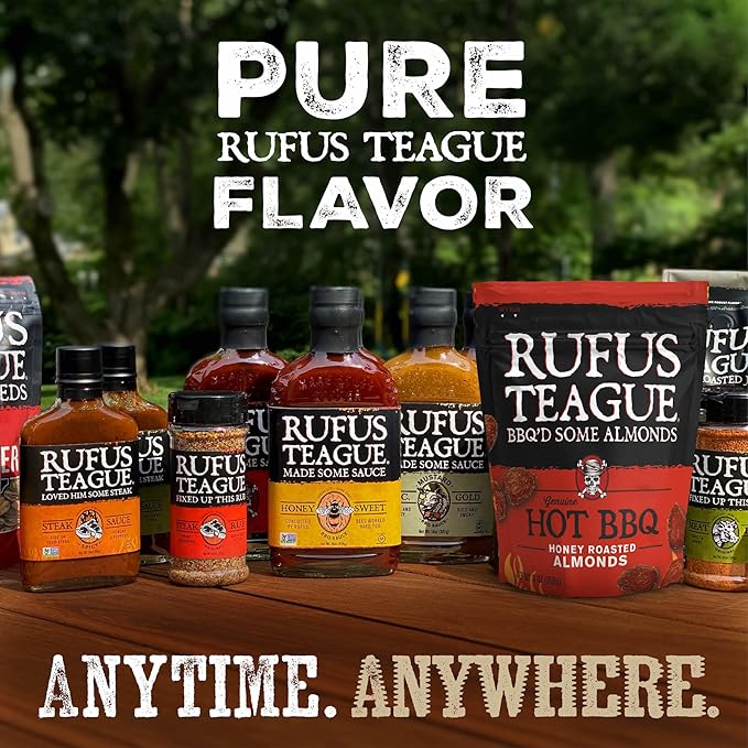 Rufus Teague Hot BBQ Variety Pack – Sweet Spicy &amp Smoky Honey Roasted Nuts Almonds and Peanuts 9 oz Resealable Pouches (3 Pack)