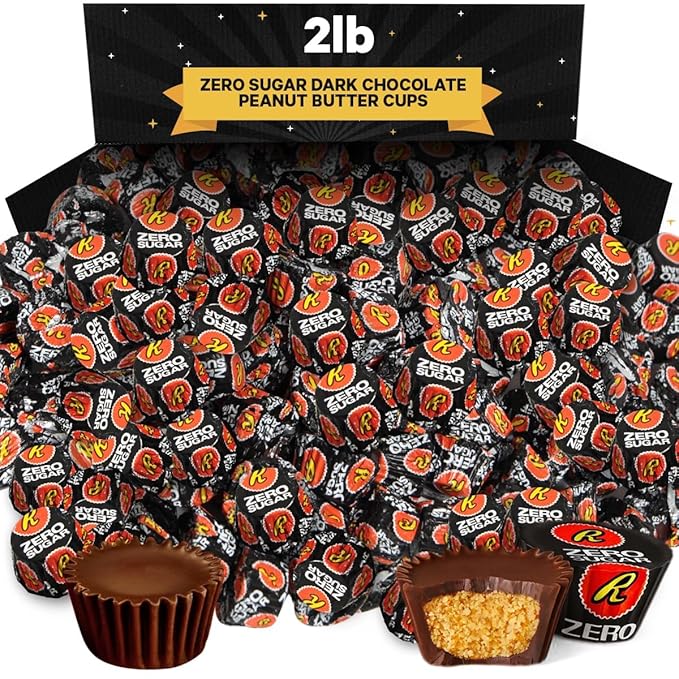 Zero Sugar Miniatures Dark Chocolate 2 Pound Zero Sugar Peanut Butter Cups Delights Indulgent Dark Chocolate Peanut Butter Cups For Enjoyment Perfect For Snacking Parties and Gifts